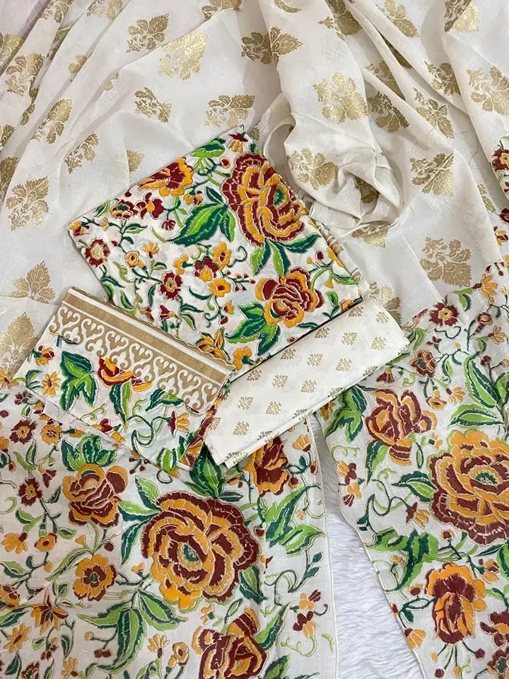 PURE KHADDI COTTON SCREEN PRINT 3PIC ID 2703