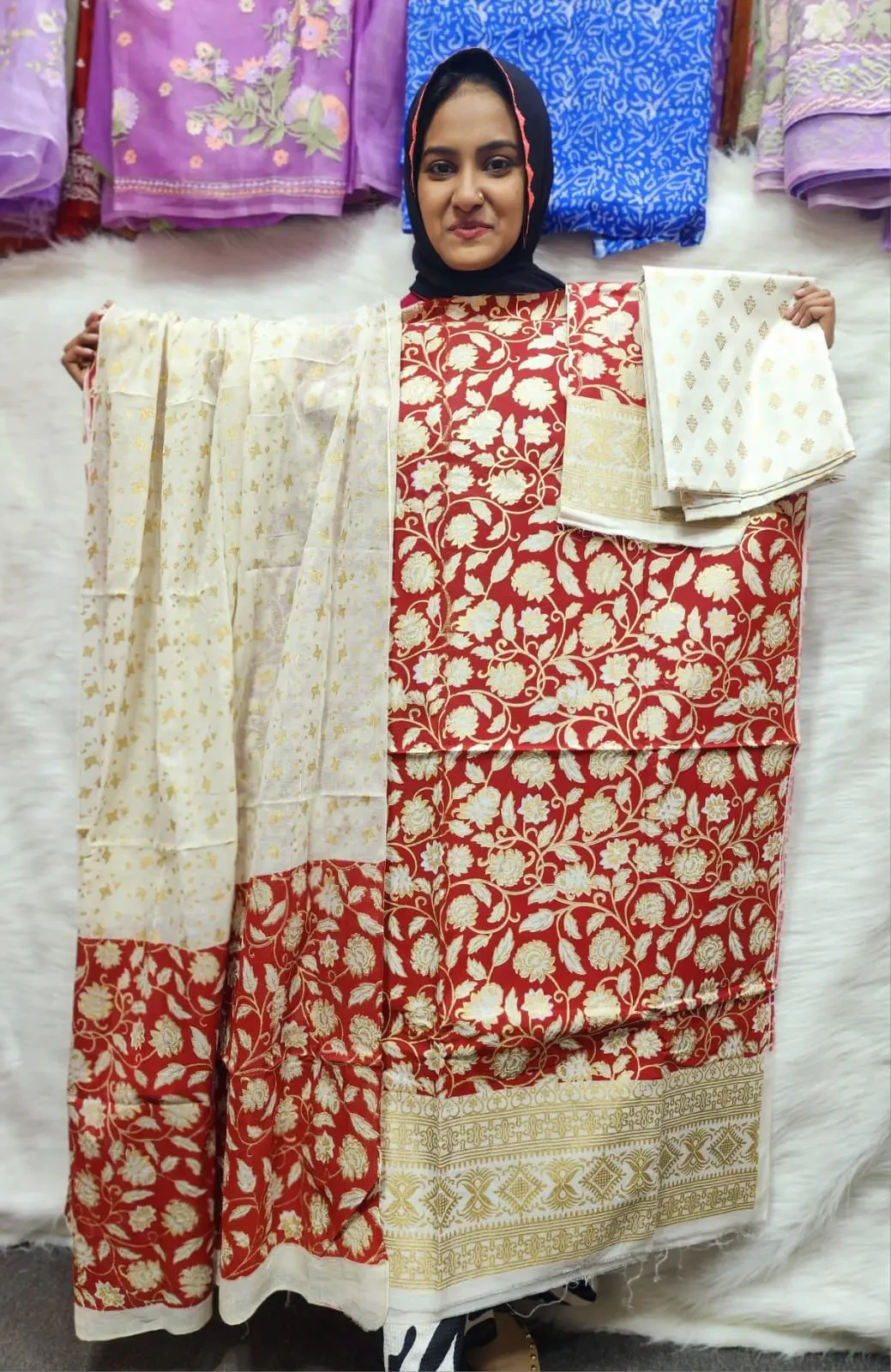 PURE KHADDI COTTON SCREEN PRINT 3PIC ID 2726