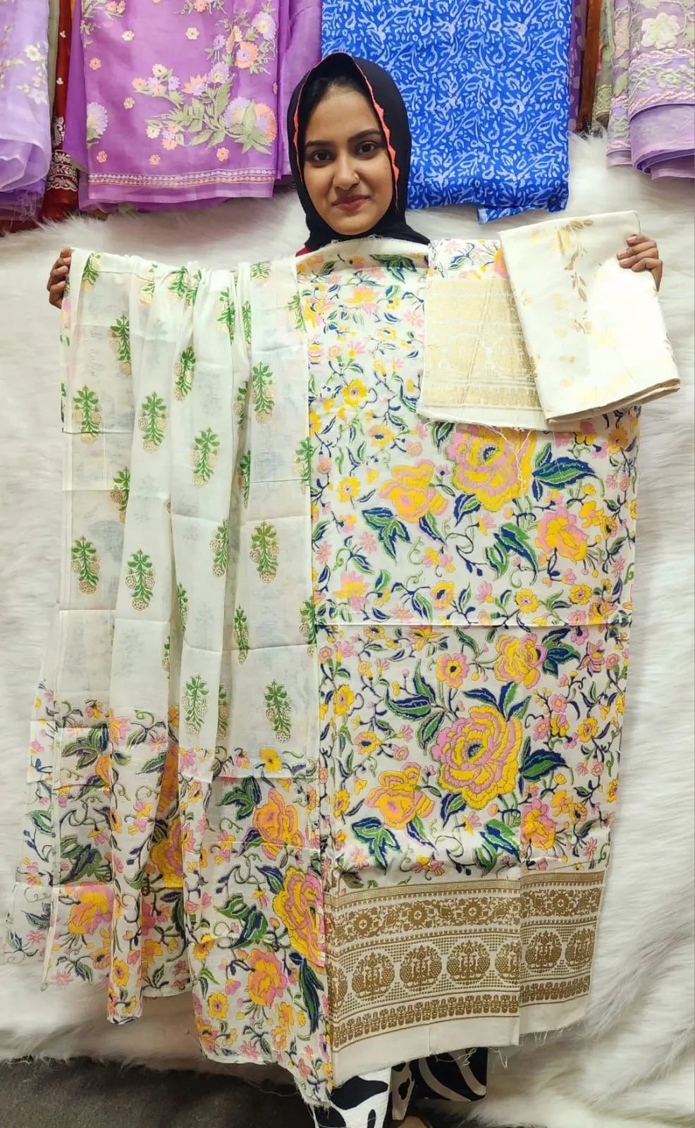 PURE KHADDI COTTON SCREEN PRINT 3PIC ID 2734