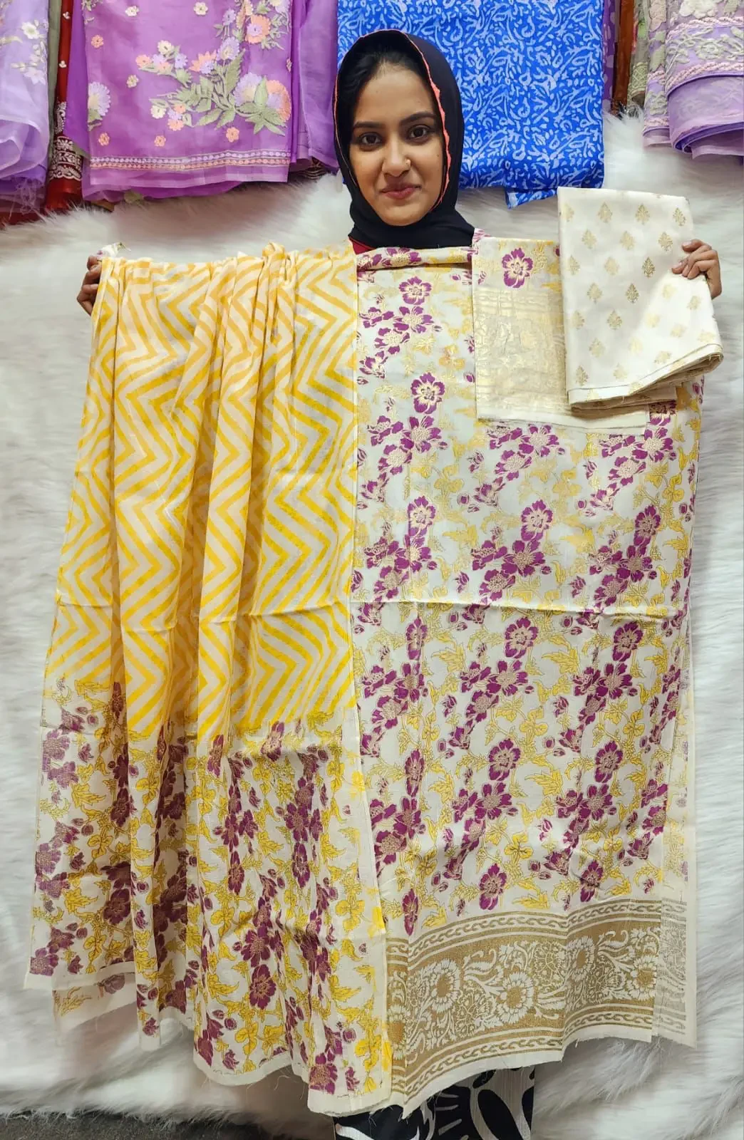 PURE KHADDI COTTON SCREEN PRINT 3PIC ID 2736
